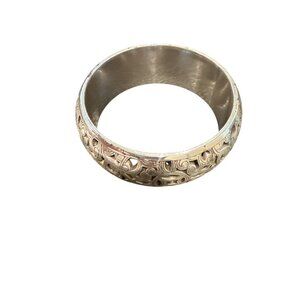 Brighton Silver-Tone Ornate Filigree Bangle Bracelet With Openwork Design Pre-Ow